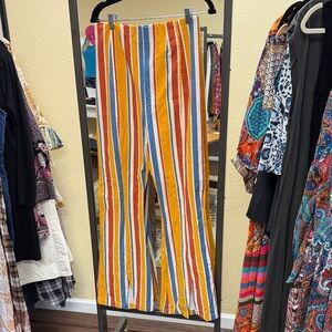 Free People Multicolor Vertical Stripe Wide-Leg Pants